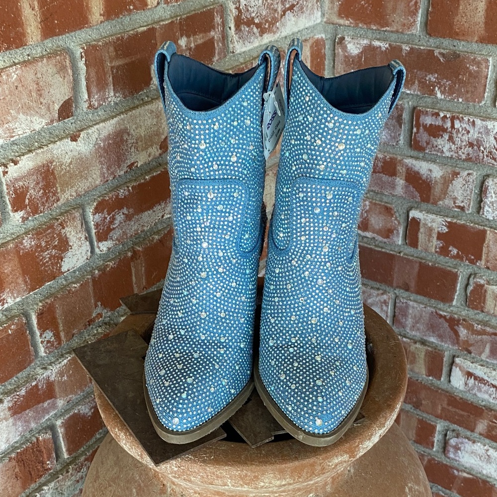 Glitter Rhinestone BLUE Booties - Picture 4 of 10